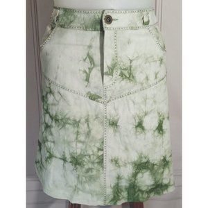 Seandara Green Embellished Studded Acid Washed Denim Skirt Sz L